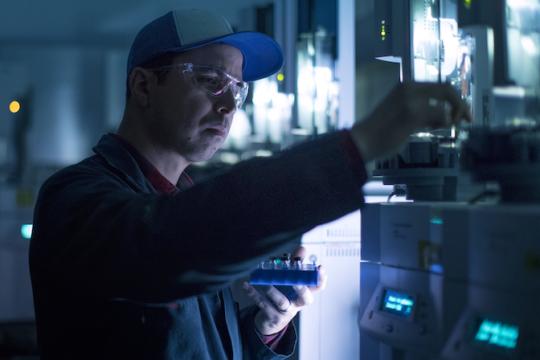worker in safety glasses